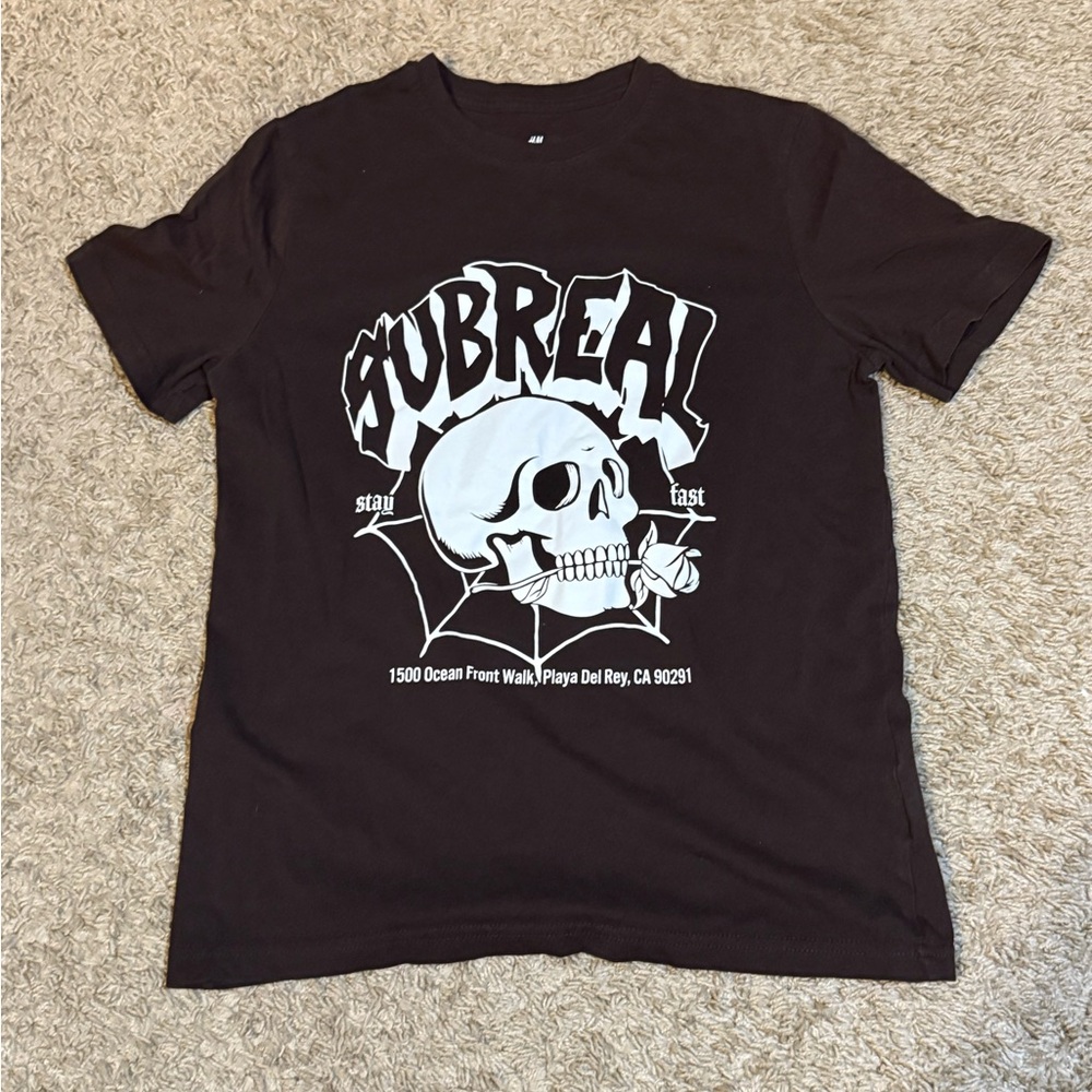 H&M Black Graphic Tee with Skull Design
